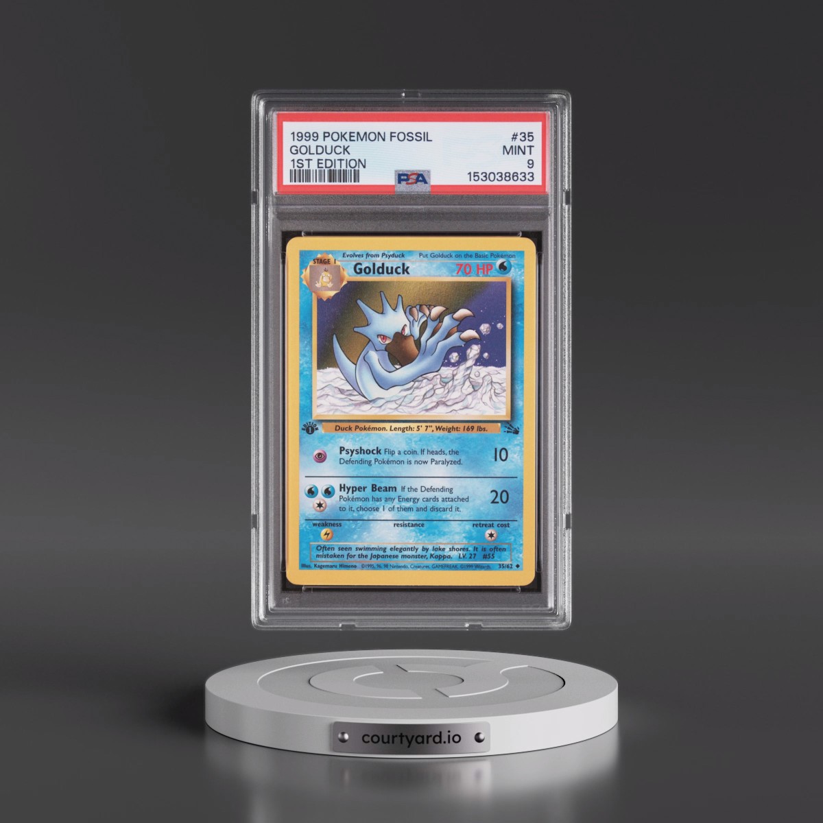 1999 Pokémon Fossil #35 Golduck - 1st Edition (PSA 9 MINT)
