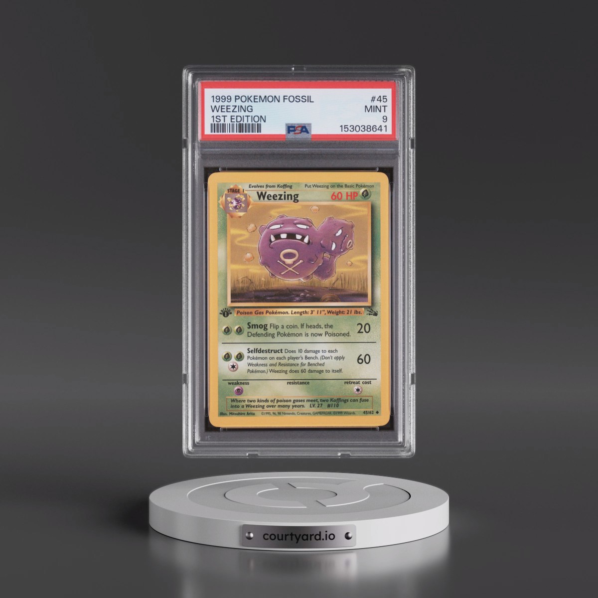 1999 Pokémon Fossil #45 Weezing - 1st Edition (PSA 9 MINT)