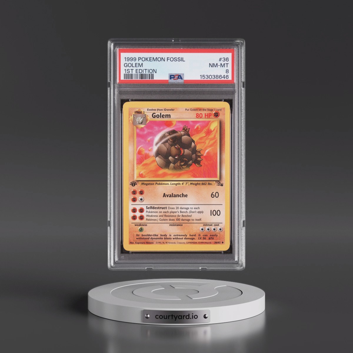 1999 Pokémon Fossil #36 Golem - 1st Edition (PSA 8 NM-MT)