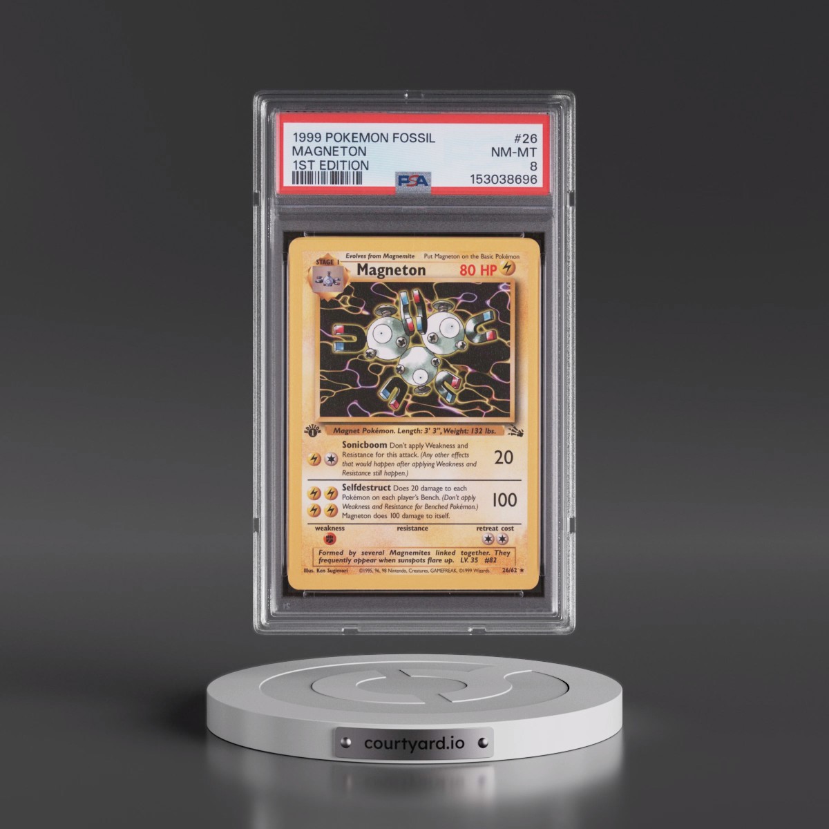 1999 Pokémon Fossil #26 Magneton - 1st Edition (PSA 8 NM-MT)