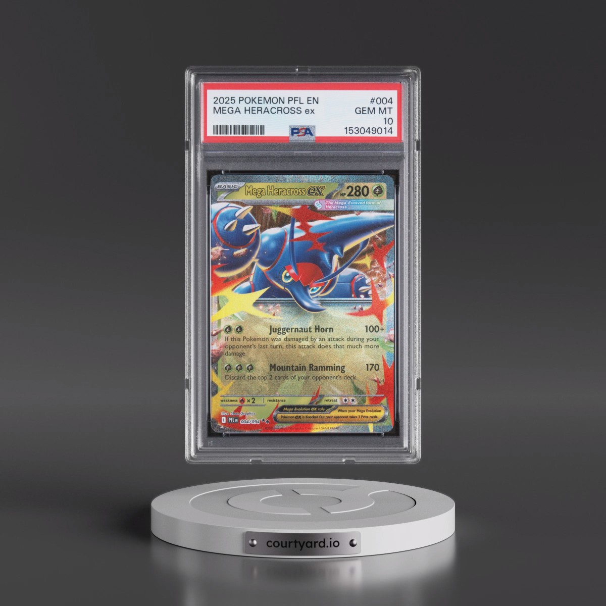 2025 Pokémon Pfl EN-Phantasmal Flames #004 Mega Heracross EX - Holo (PSA 10 GEM MINT)