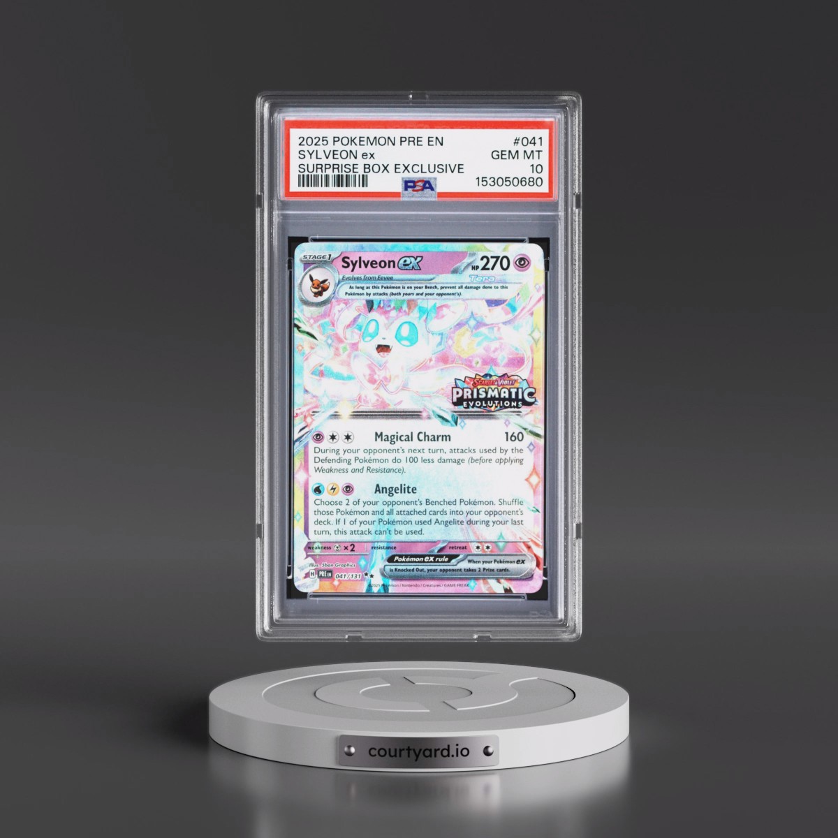 2025 Pokémon Pre EN-Prismatic Evolutions #041 Sylveon EX - Holo Surprise Box Exclusive (PSA 10 GEM MINT)