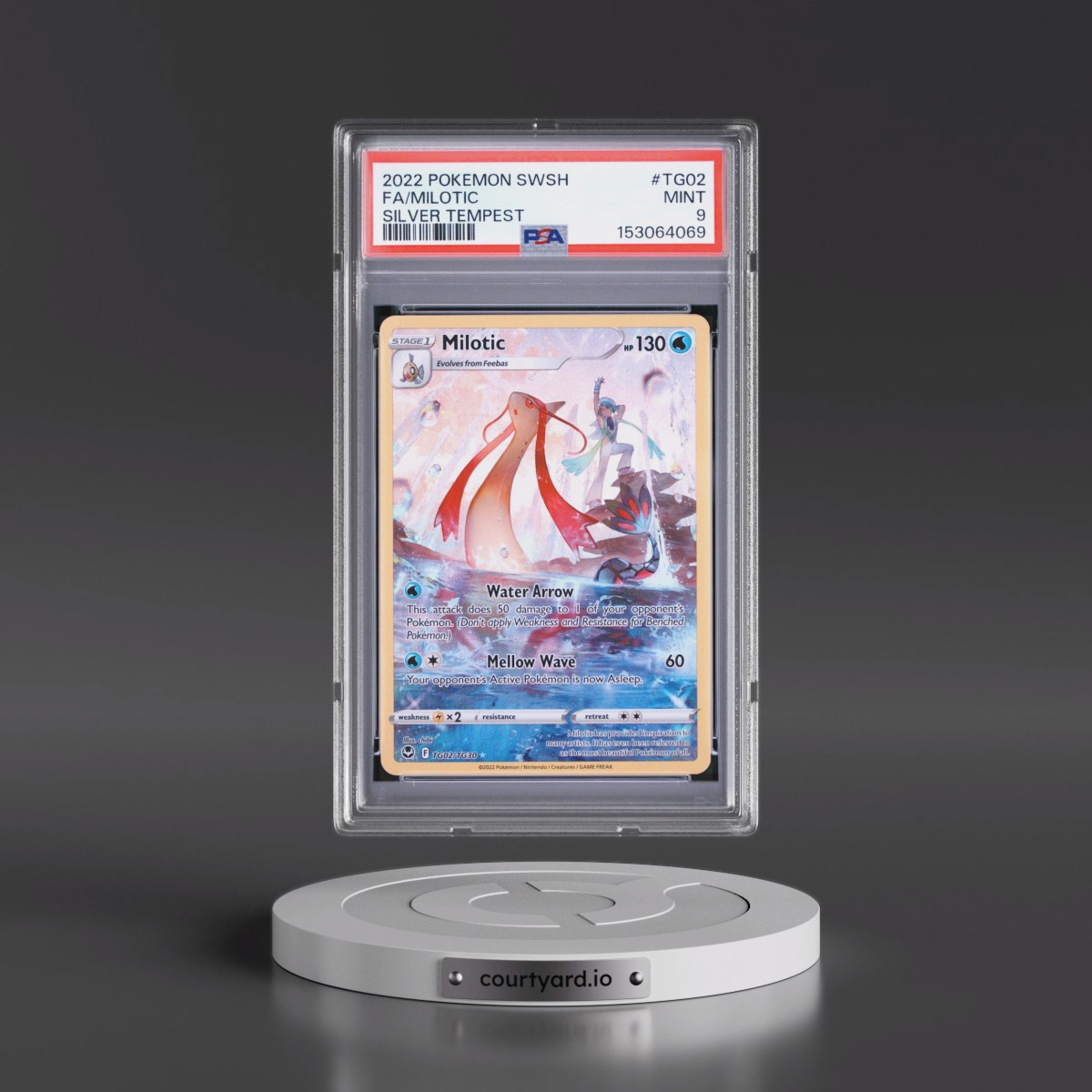 2022 Pokémon Sword & Shield Silver Tempest #TG02 Milotic - Full Art (PSA 9 MINT)