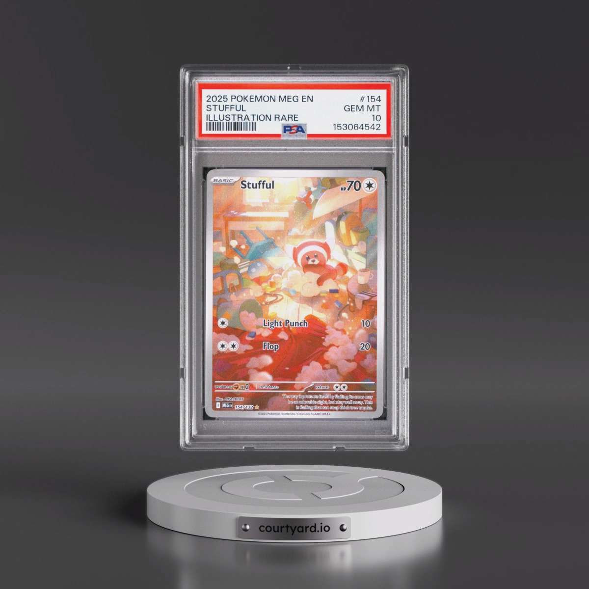 2025 Pokémon Meg EN-Mega Evolution #154 Stufful - Illustration Rare (PSA 10 GEM MINT)