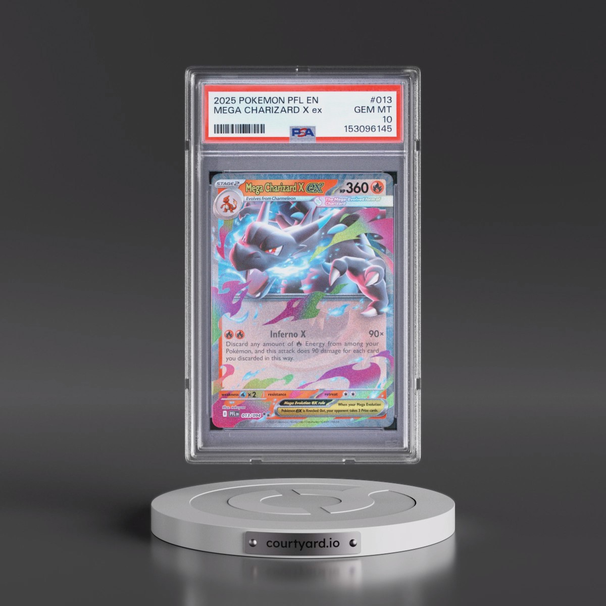 2025 Pokémon Pfl EN-Phantasmal Flames #013 Mega Charizard X EX - Holo (PSA 10 GEM MINT)