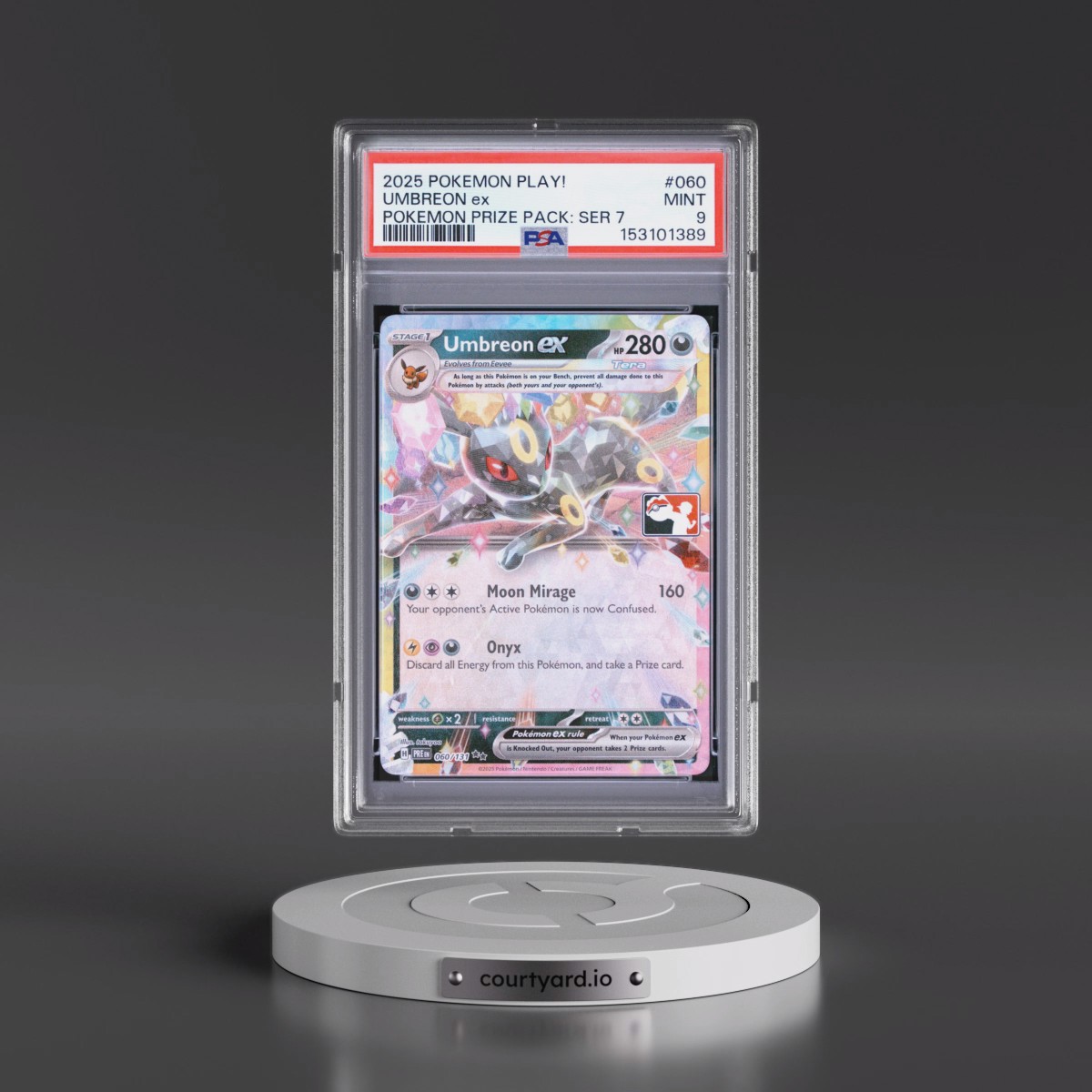 2025 Pokémon Play! Pokémon Prize Pack: Series 7 #060 Umbreon EX - Holo (PSA 9 MINT)