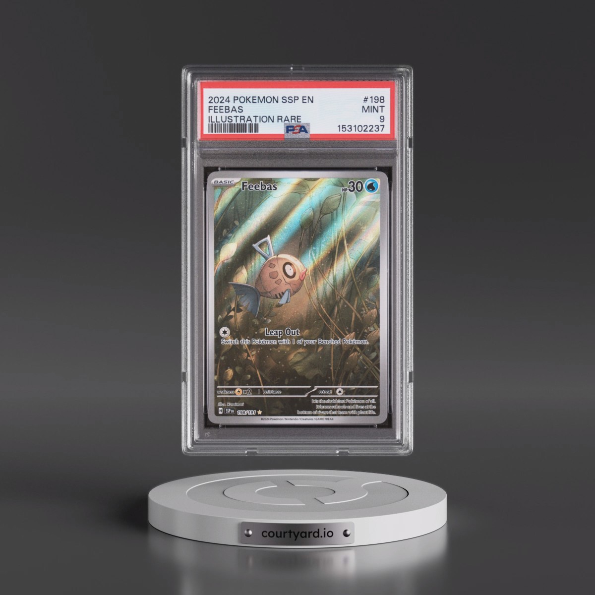 2024 Pokémon Ssp EN-Surging Sparks #198 Feebas - Illustration Rare (PSA 9 MINT)