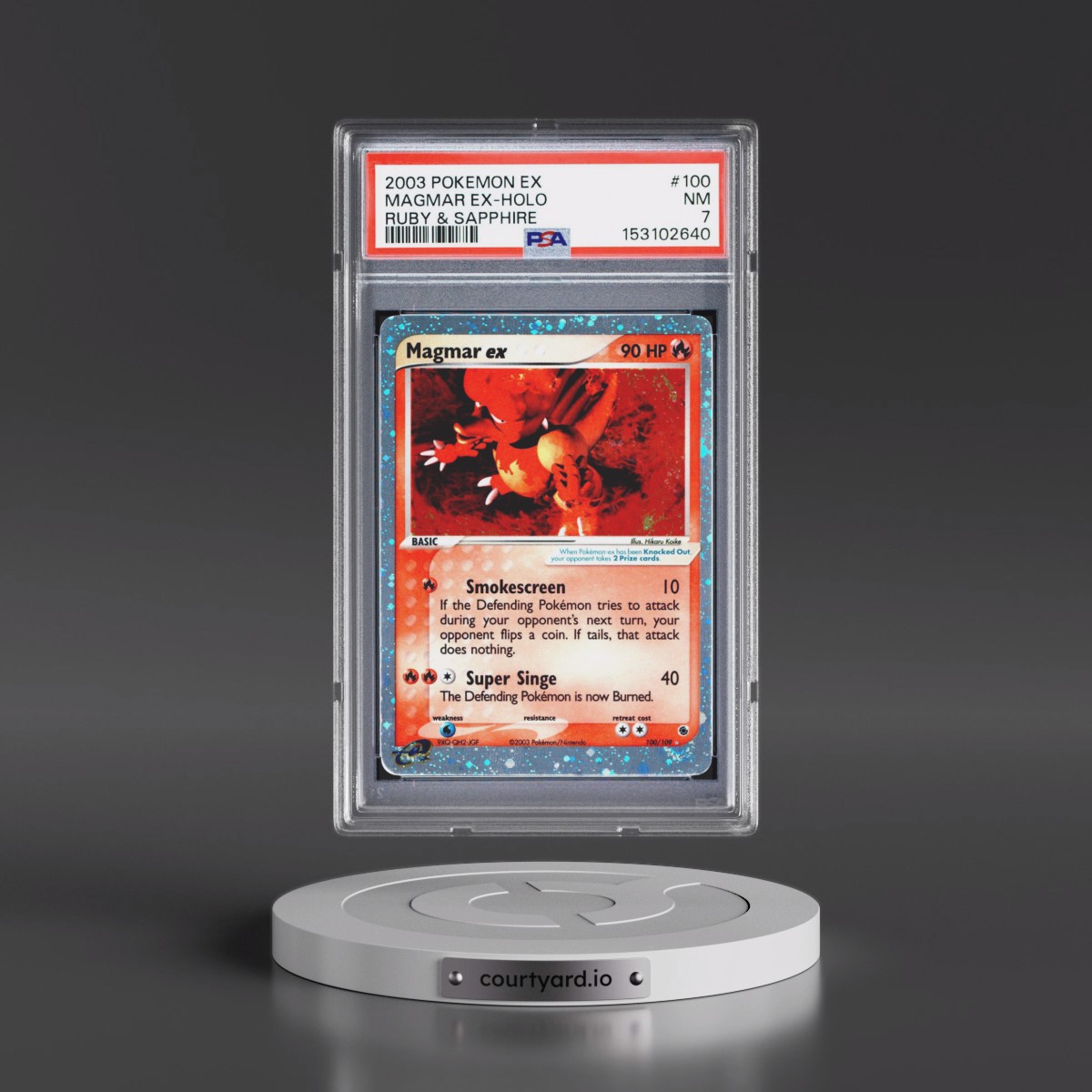 2003 Pokémon EX Ruby & Sapphire #100 Magmar EX - Holo Holo (PSA 7 NM)