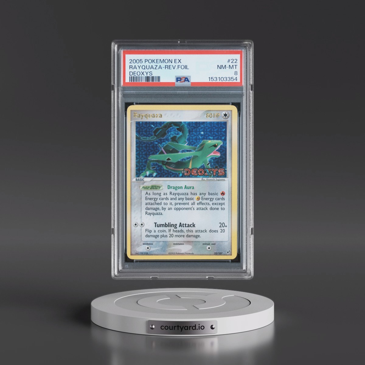 2005 Pokémon EX Deoxys #22 Rayquaza - Reverse Foil (PSA 8 NM-MT)