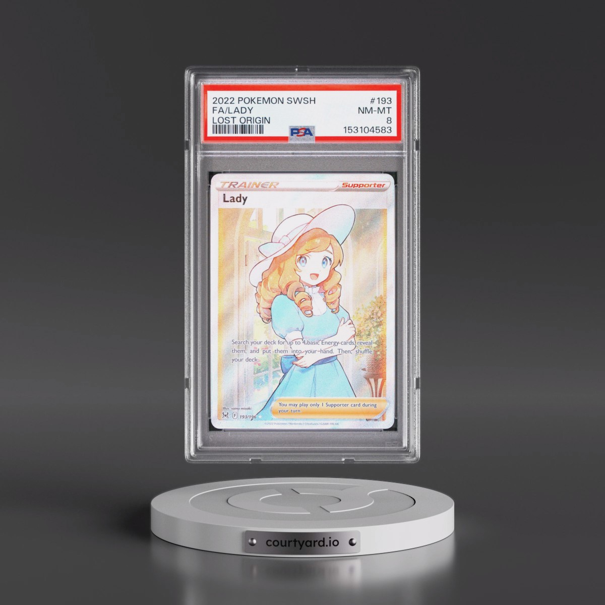 2022 Pokémon Sword & Shield Lost Origin #193 Lady - Full Art (PSA 8 NM-MT)