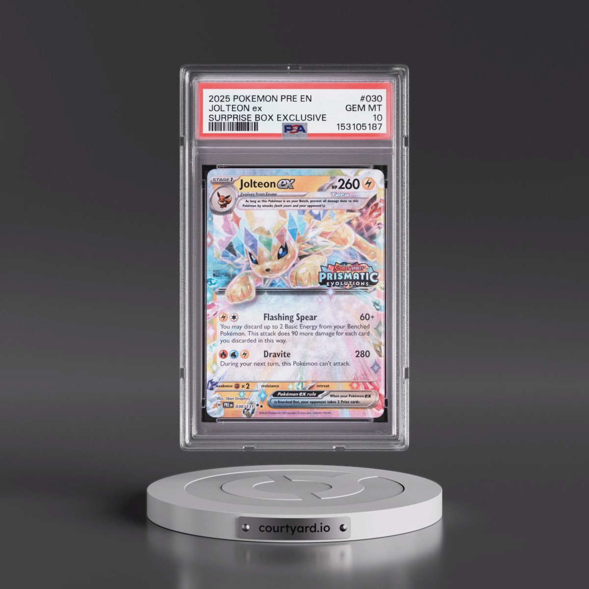 2025 Pokémon Pre EN-Prismatic Evolutions #030 Jolteon EX - Holo Surprise Box Exclusive (PSA 10 GEM MINT)