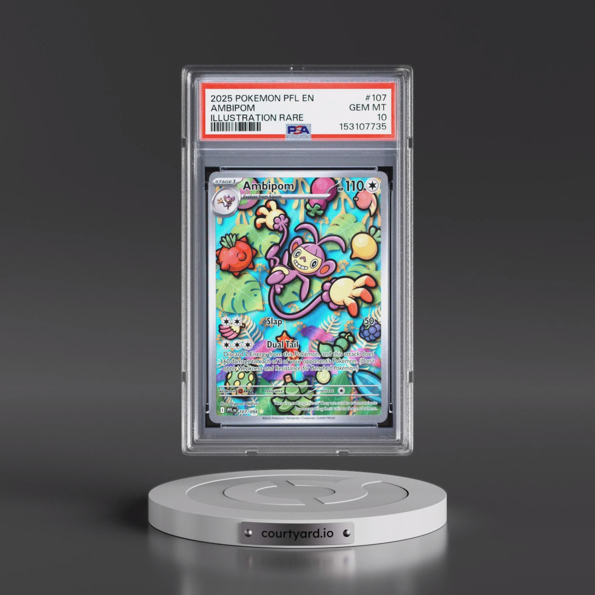 2025 Pokémon Pfl EN-Phantasmal Flames #107 Ambipom - Illustration Rare (PSA 10 GEM MINT)