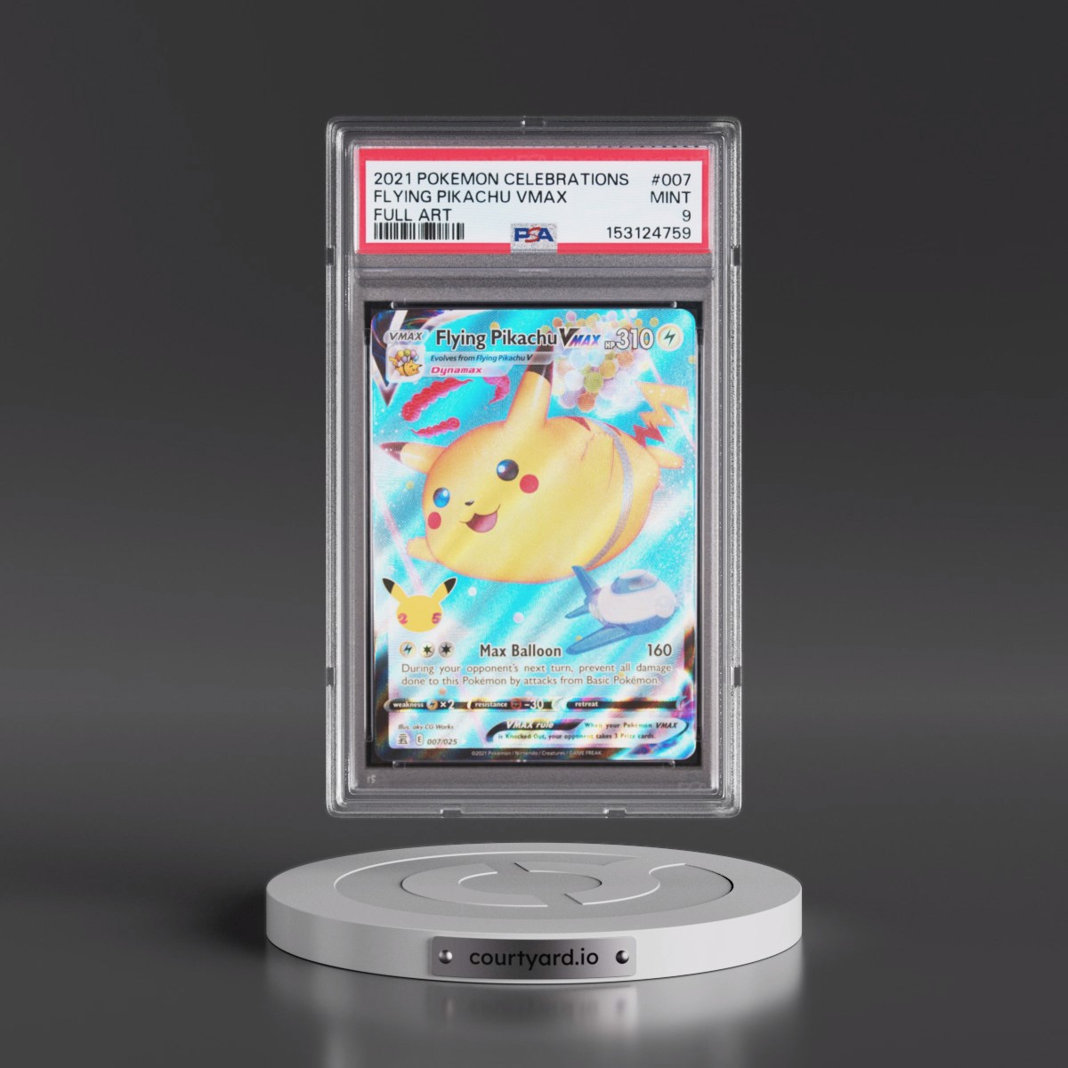 2021 Pokémon Celebrations #007 Flying Pikachu Vmax - Full Art (PSA 9 MINT)