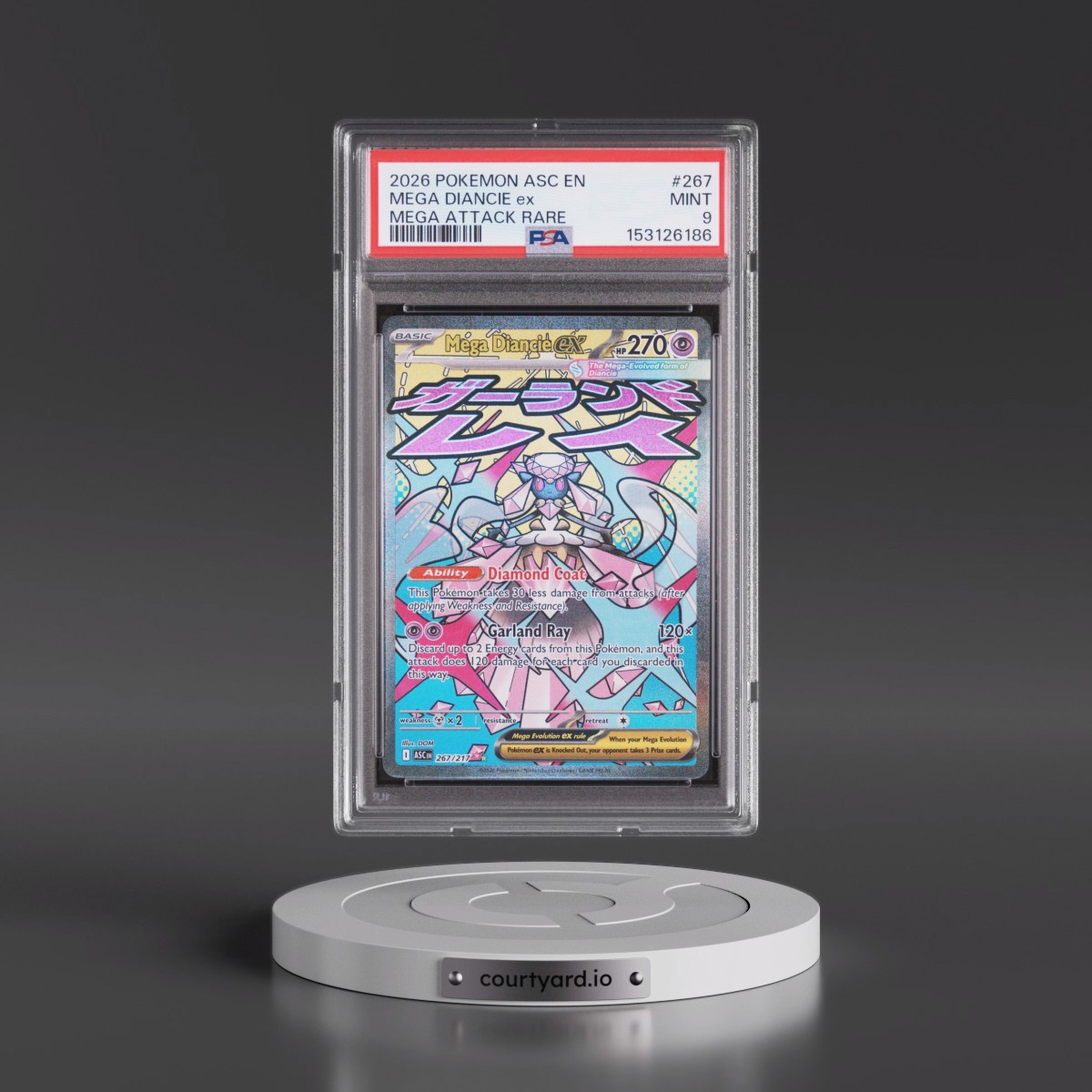 2026 Pokémon Asc EN-Ascended Heroes #267 Mega Diancie EX - Holo Mega Attack Rare (PSA 9 MINT)