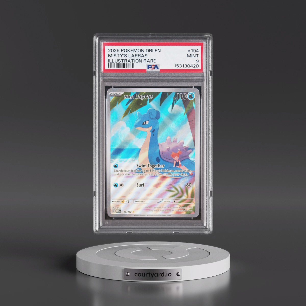 2025 Pokémon Dri EN-Destined Rivals #194 Misty's Lapras - Illustration Rare (PSA 9 MINT)