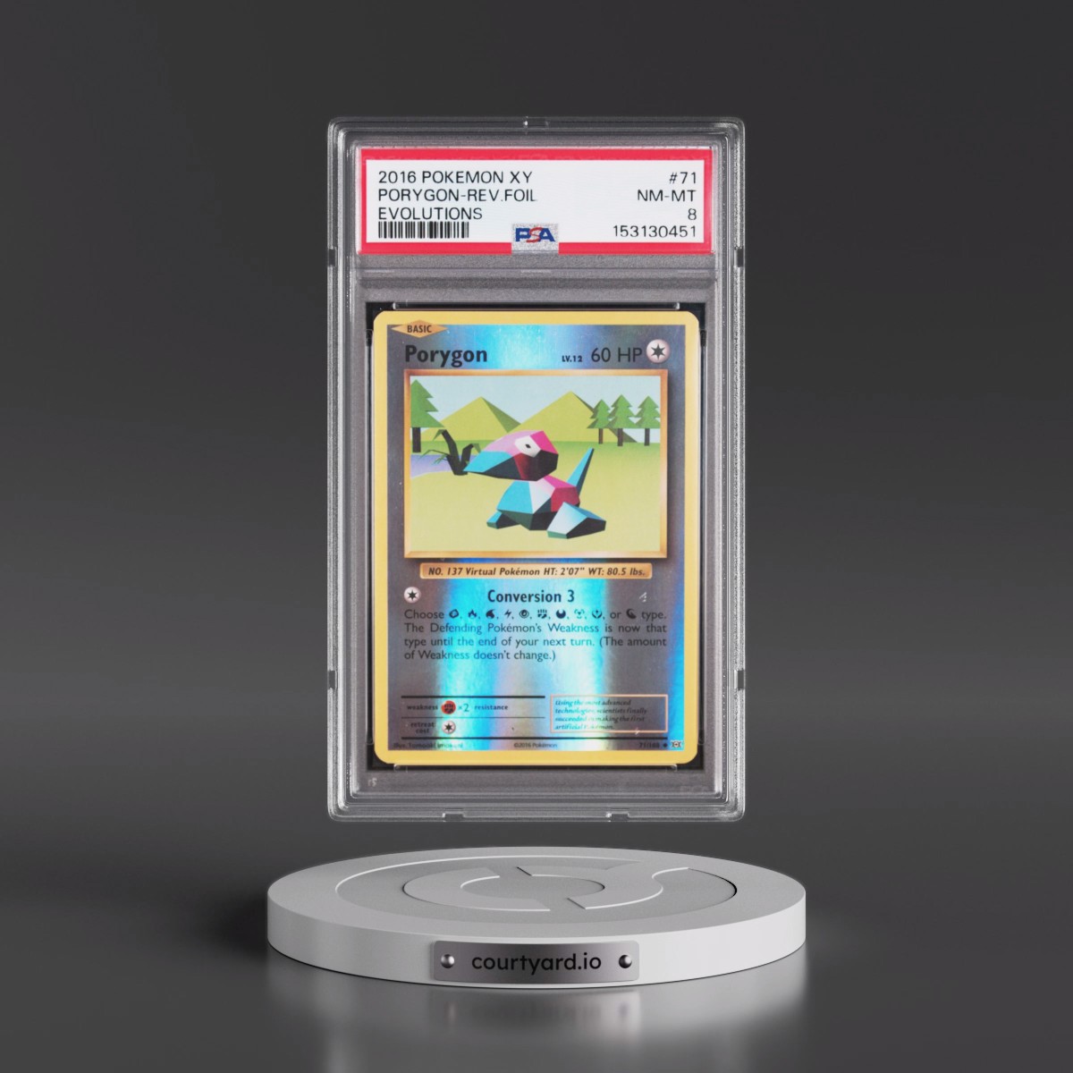 2016 Pokémon XY Evolutions #71 Porygon - Reverse Foil (PSA 8 NM-MT)