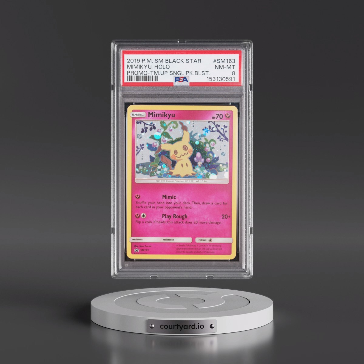 2019 Pokémon SM Black Star Promo #SM163 Mimikyu - Holo Team Up Single Pack Blisters (PSA 8 NM-MT)