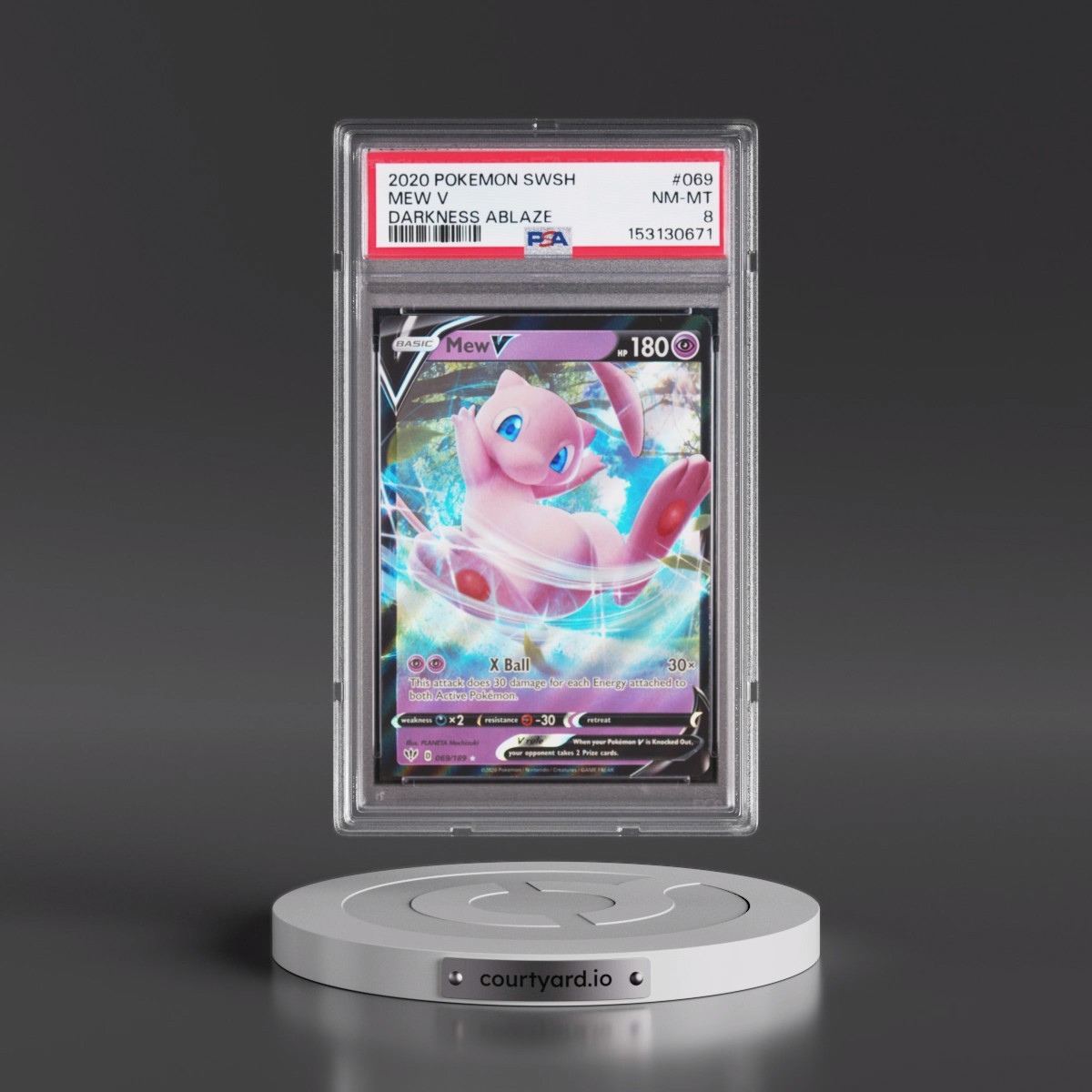 2020 Pokémon Sword & Shield Darkness Ablaze #069 Mew V - Holo (PSA 8 NM-MT)