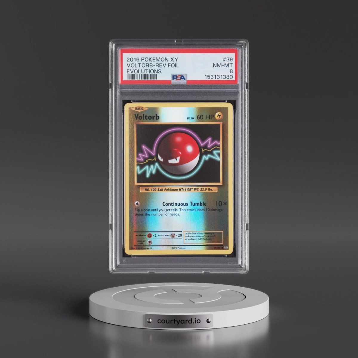 2016 Pokémon XY Evolutions #39 Voltorb - Reverse Foil (PSA 8 NM-MT)