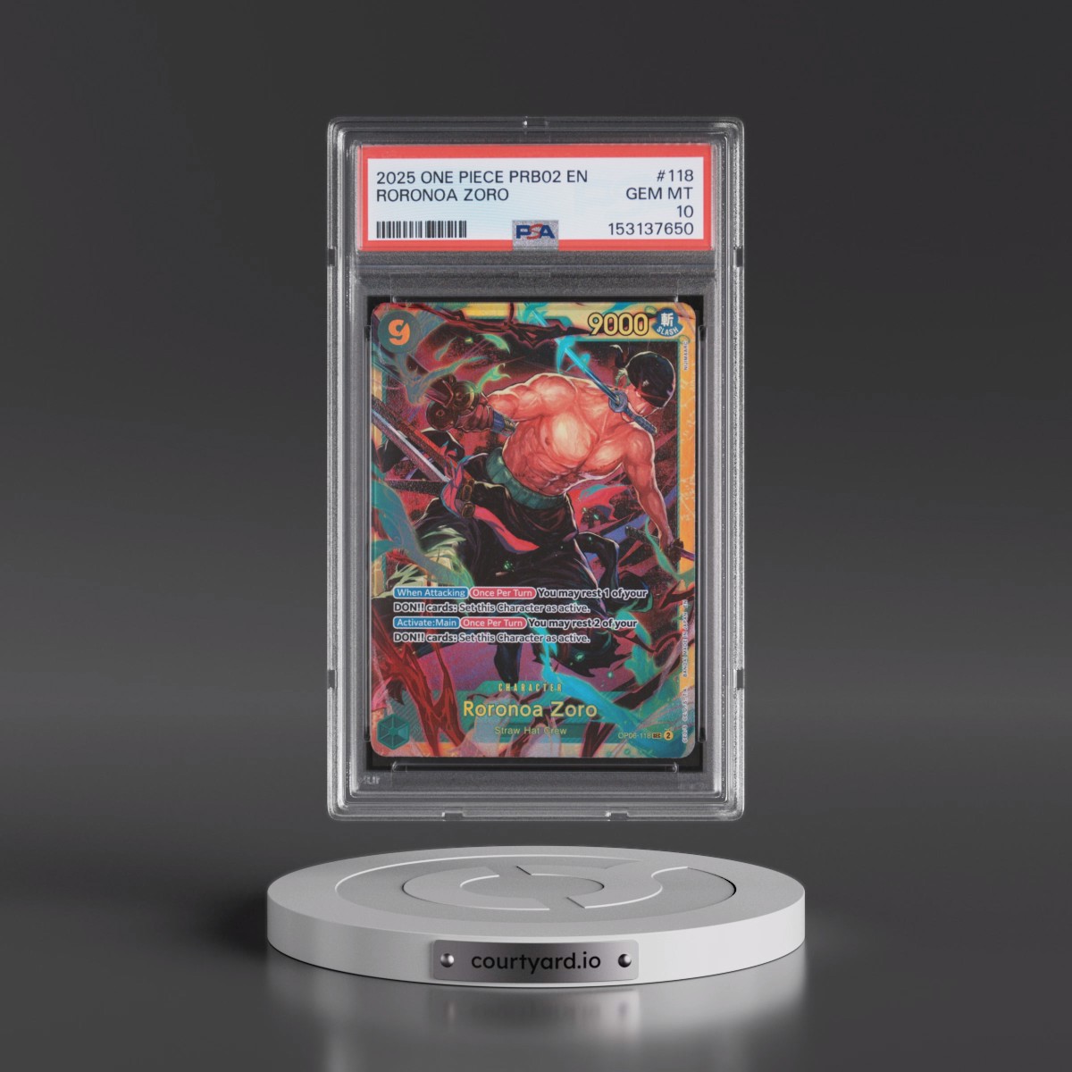 2025 One Piece PRB02-Premium Booster -One Piece Card the Best- Vol.2 #118 Roronoa Zoro (PSA 10 GEM MINT)