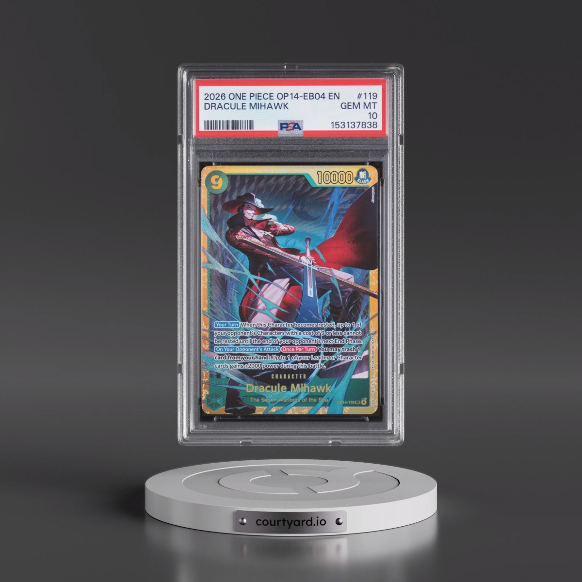 2026 One Piece OP14-EB04-the Azure Sea's Seven #119 Dracule Mihawk (PSA 10 GEM MINT)