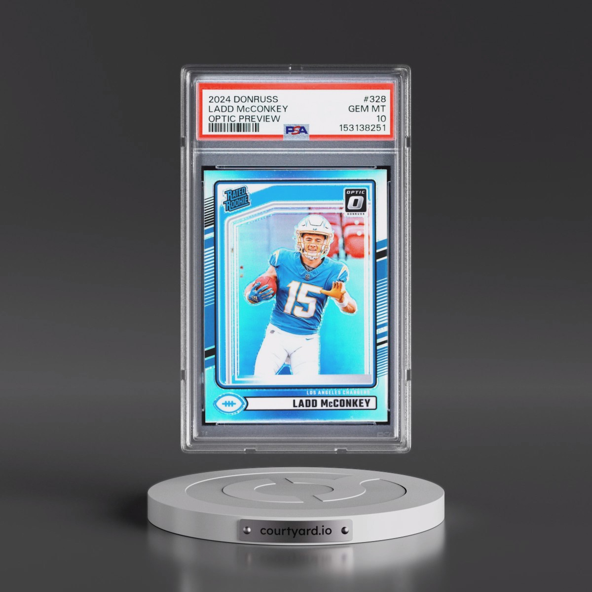 2024 Panini Donruss #328 Ladd McConkey - Optic Preview (PSA 10 GEM MINT)