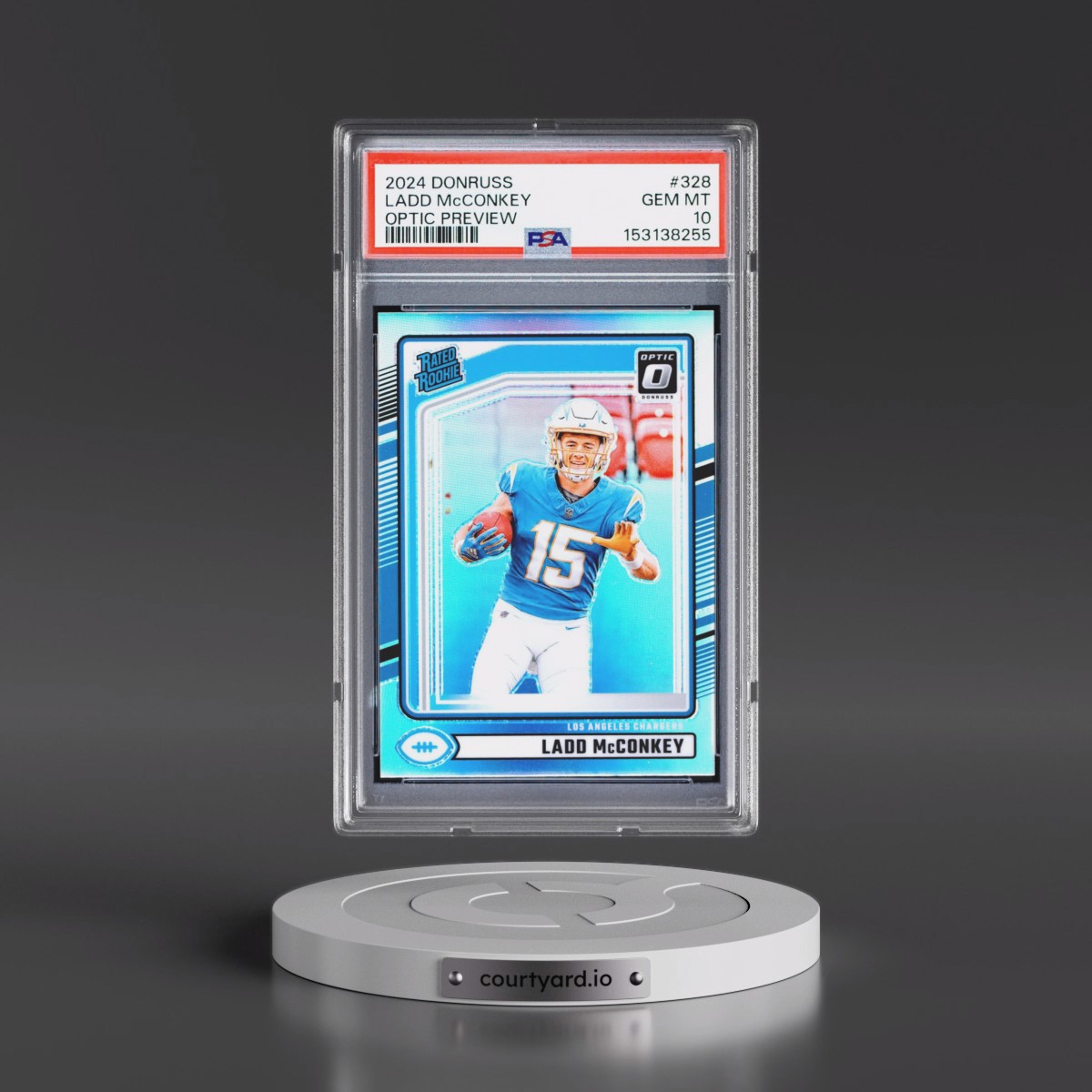 2024 Panini Donruss #328 Ladd McConkey - Optic Preview (PSA 10 GEM MINT)