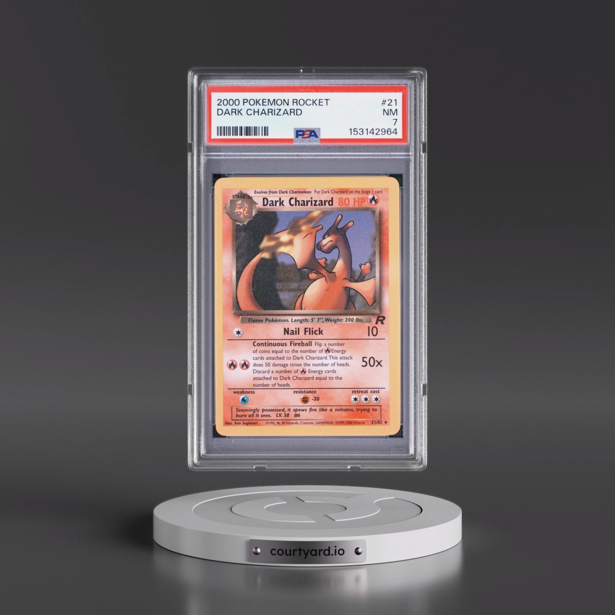 2000 Pokémon Rocket #21 Dark Charizard (PSA 7 NM)