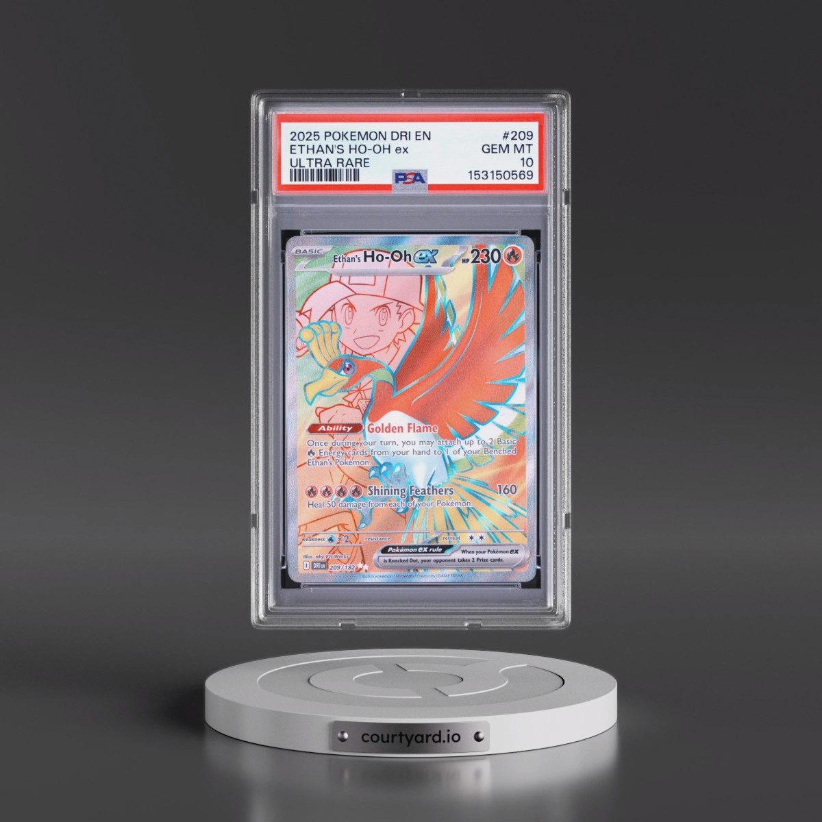 2025 Pokémon Dri EN-Destined Rivals #209 Ethan's HO-Oh EX - Holo Ultra Rare (PSA 10 GEM MINT)