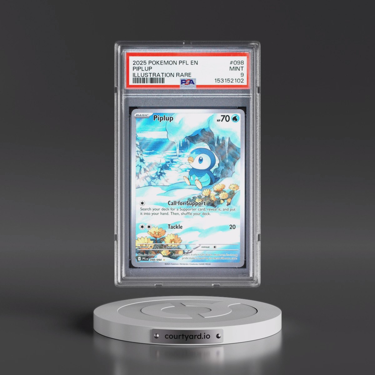 2025 Pokémon Pfl EN-Phantasmal Flames #098 Piplup - Illustration Rare (PSA 9 MINT)