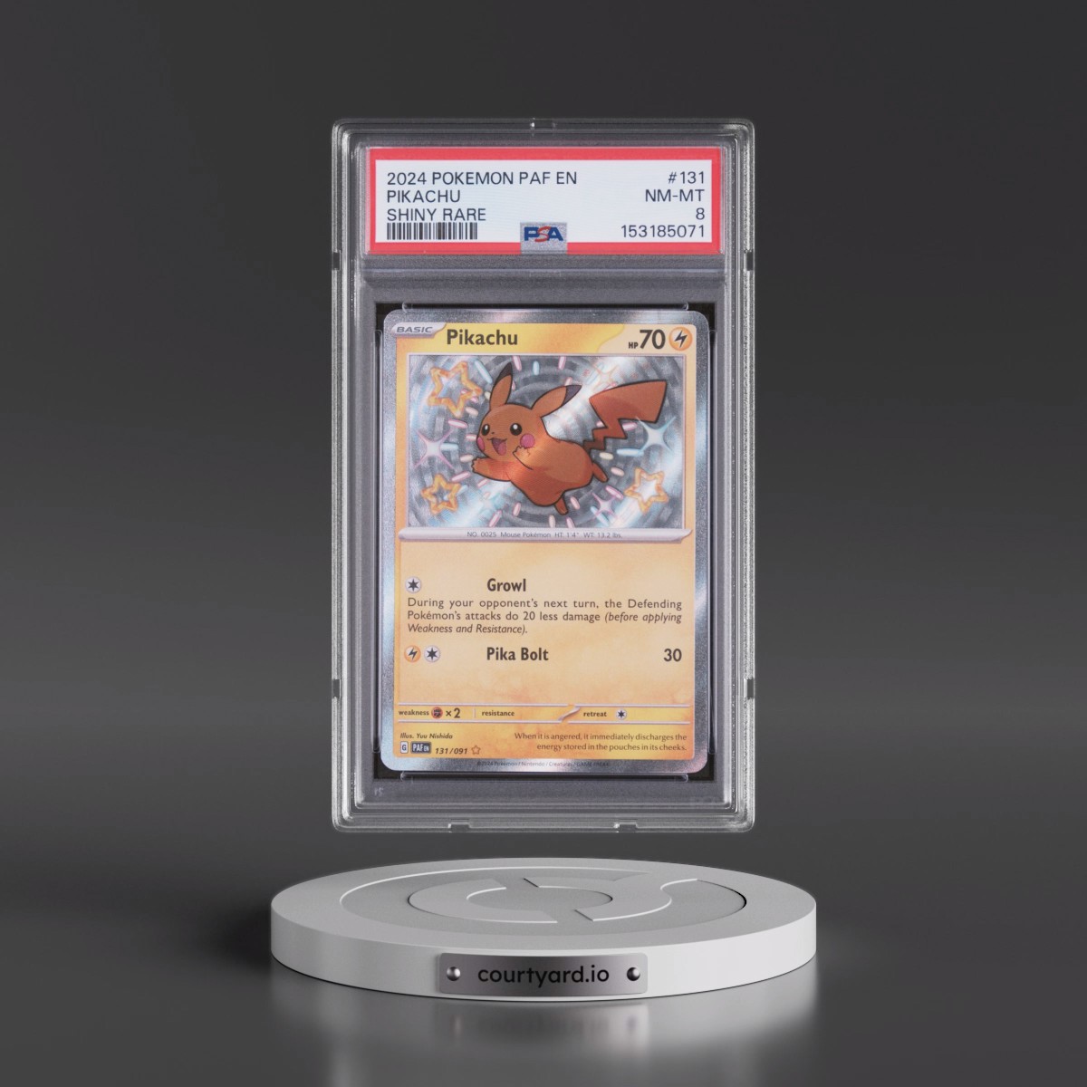 2024 Pokémon Paf EN-Paldean Fates #131 Pikachu - Shiny Rare (PSA 8 NM-MT)
