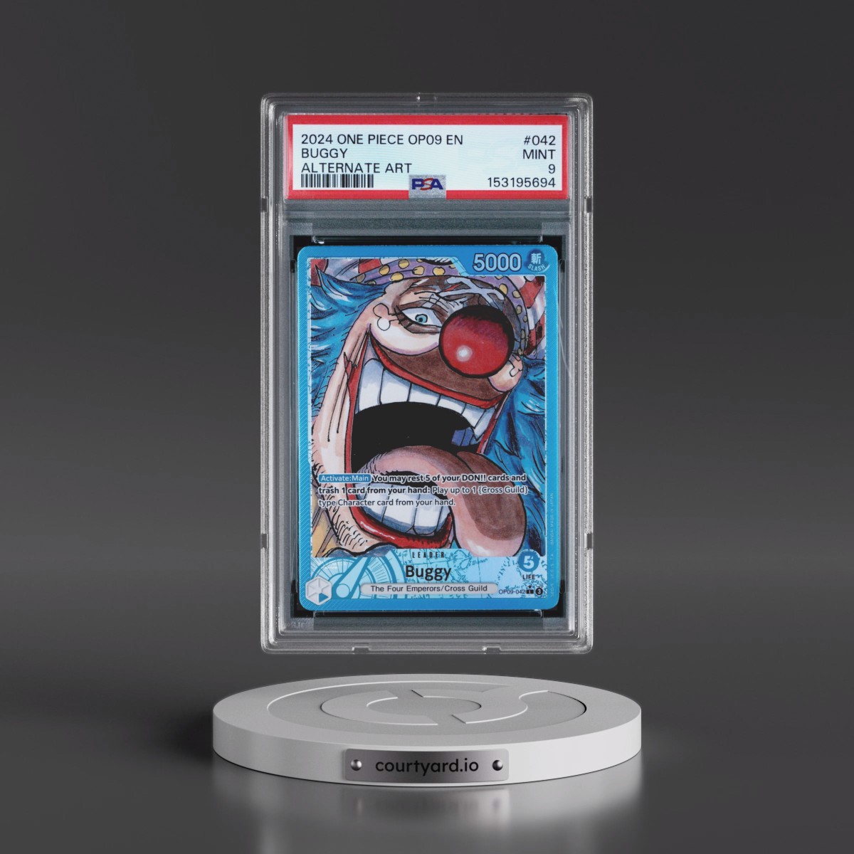 2024 One Piece OP09-Emperors in the New World #042 Buggy - Alternate Art (PSA 9 MINT)