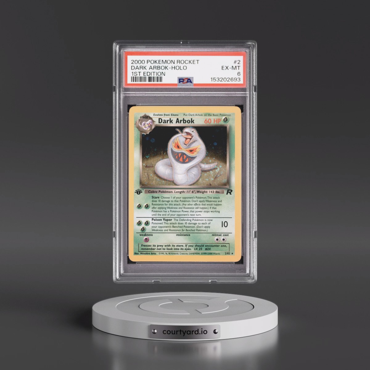 2000 Pokémon Rocket Dark Arbok - 1st Edition Holo #2 PSA 6