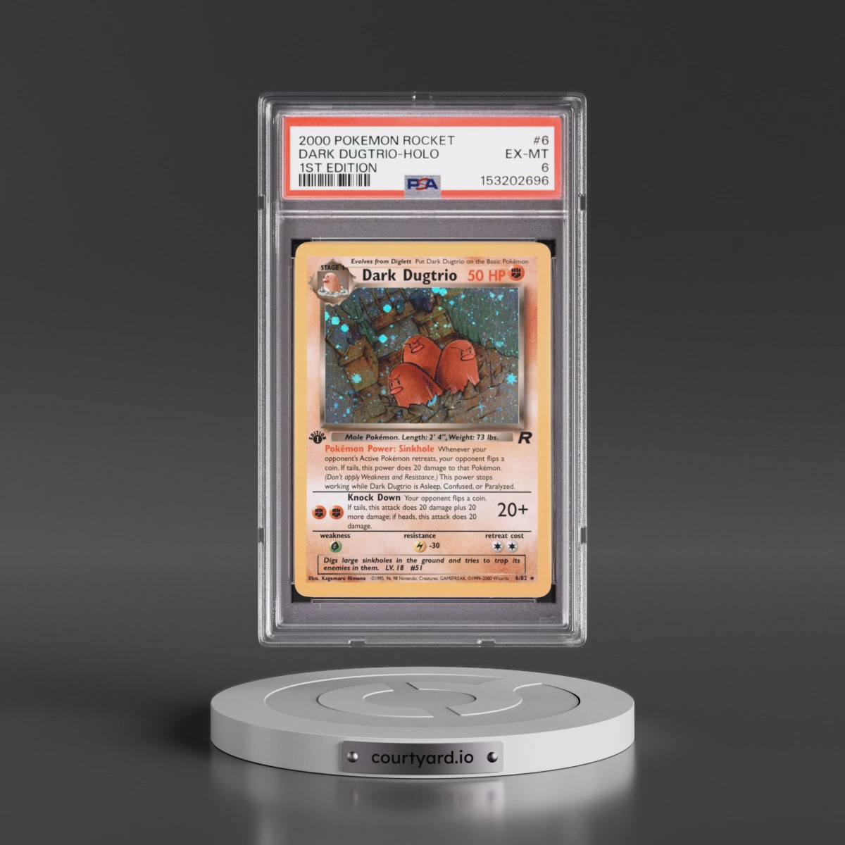 2000 Pokémon Rocket #6 Dark Dugtrio - 1st Edition Holo (PSA 6 EX-MT)