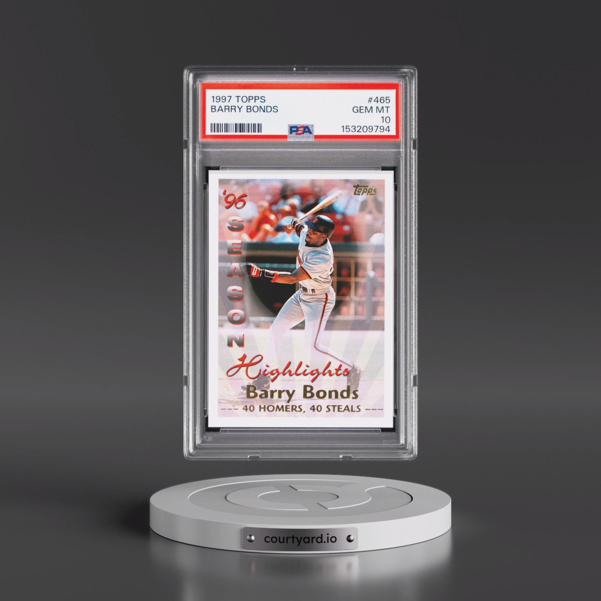 1997 Topps #465 Barry Bonds (PSA 10 GEM MINT)