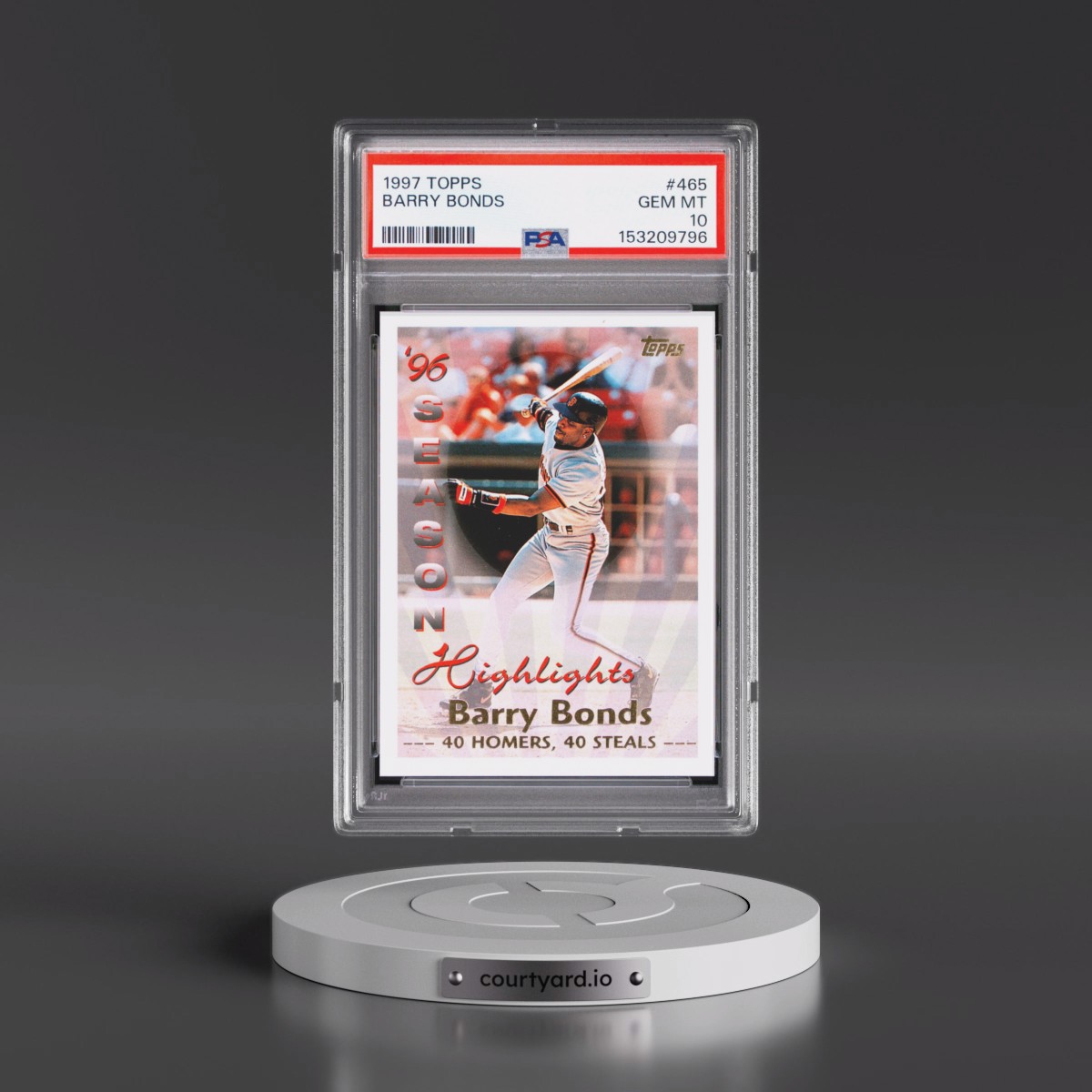 1997 Topps #465 Barry Bonds (PSA 10 GEM MINT)