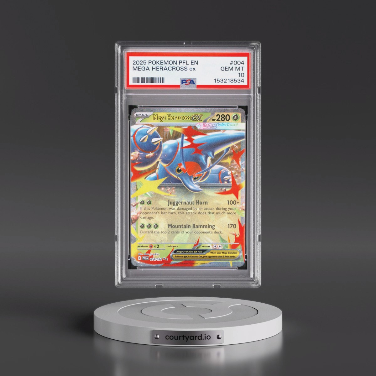 2025 Pokémon Pfl EN-Phantasmal Flames #004 Mega Heracross EX - Holo (PSA 10 GEM MINT)