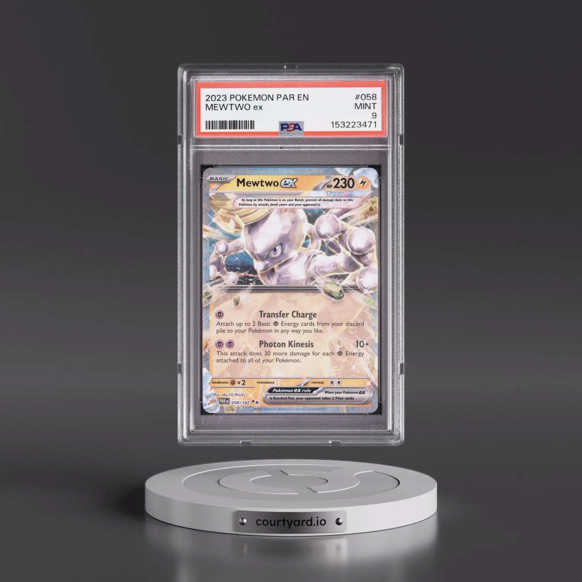 2023 Pokémon Par EN-Paradox Rift #058 Mewtwo EX - Holo (PSA 9 MINT)