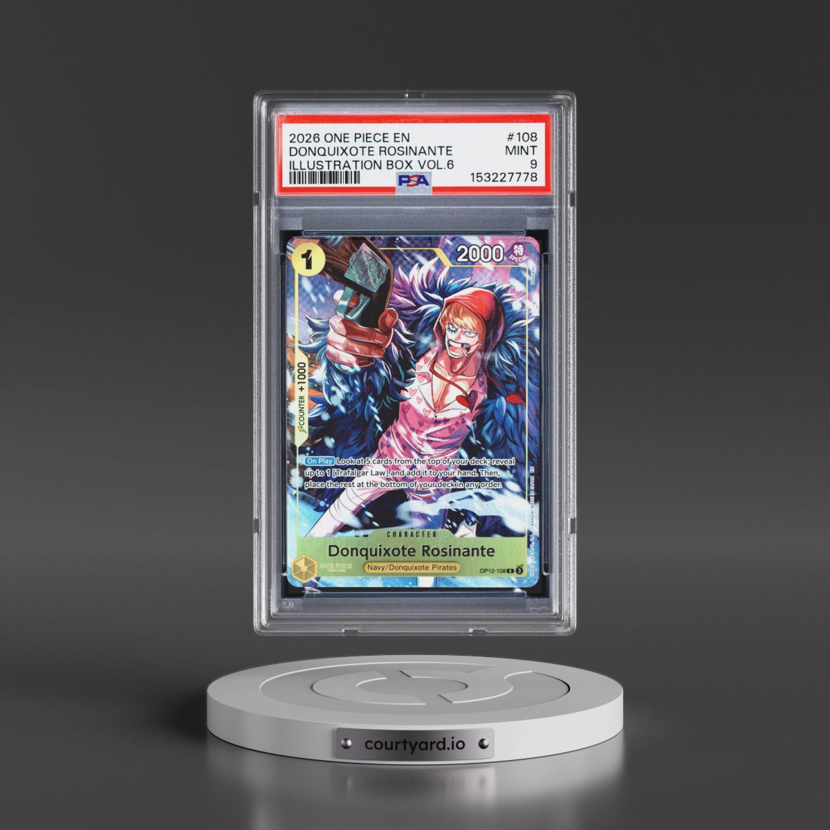 2026 One Piece Promos #108 Donquixote Rosinante - Illustration Box Vol.6 (PSA 9 MINT)