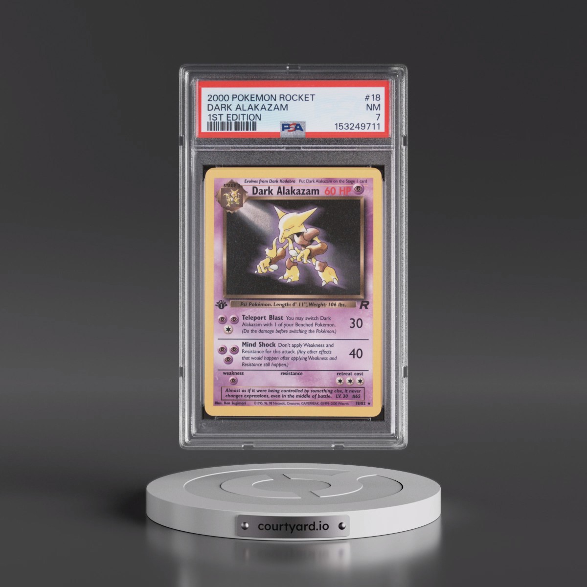 2000 Pokémon Rocket Dark Alakazam - 1st Edition #18 PSA 7