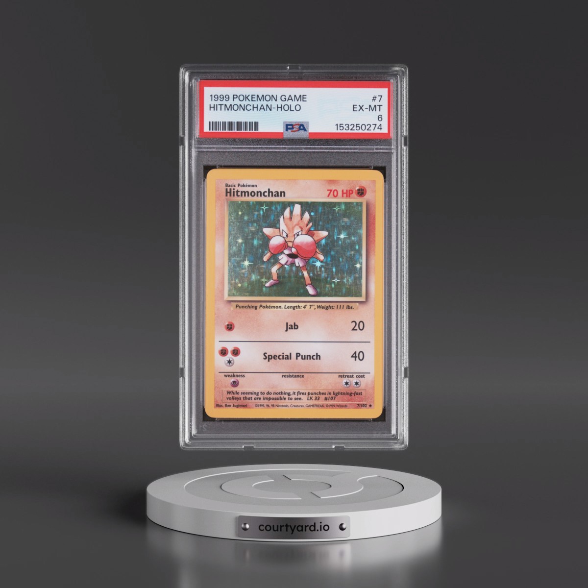 1999 Pokémon Game #7 Hitmonchan - Holo (PSA 6 EX-MT)