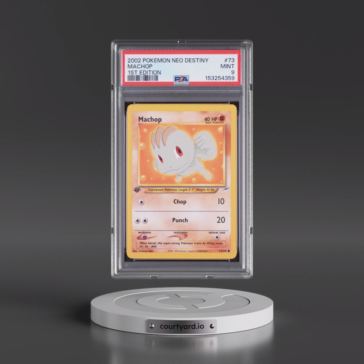 2002 Pokémon Neo Destiny #73 Machop - 1st Edition (PSA 9 MINT)