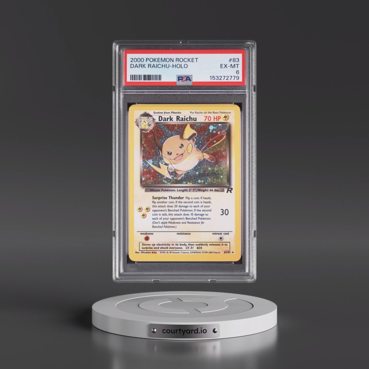 2000 Pokémon Rocket #83 Dark Raichu - Holo (PSA 6 EX-MT)