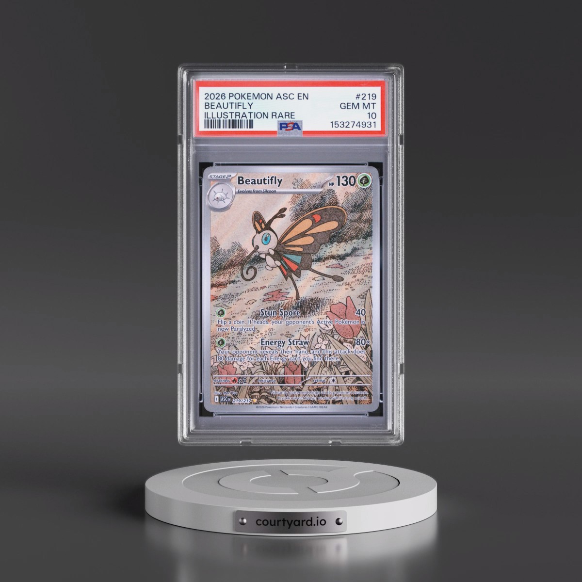 2026 Pokémon Asc EN-Ascended Heroes #219 Beautifly - Illustration Rare (PSA 10 GEM MINT)