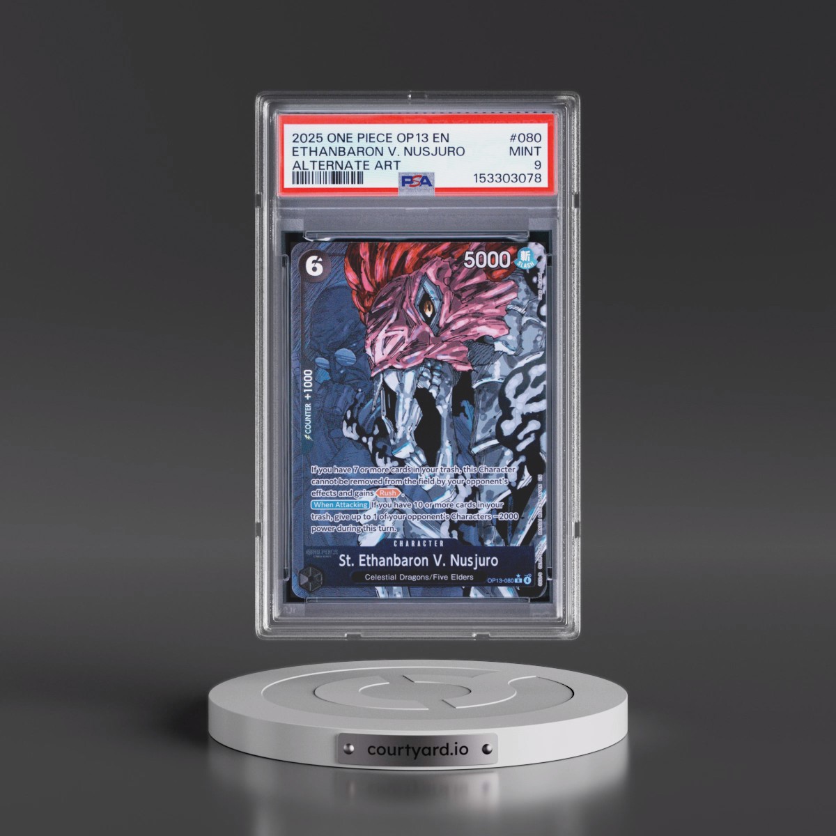 2025 One Piece OP13-Carrying on His Will #080 St. Ethanbaron V. Nusjuro - Alternate Art (PSA 9 MINT)