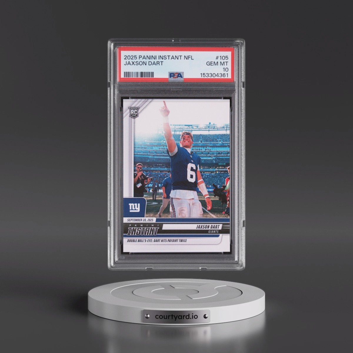 2025 Panini Instant NFL #105 Jaxson Dart (PSA 10 GEM MINT)