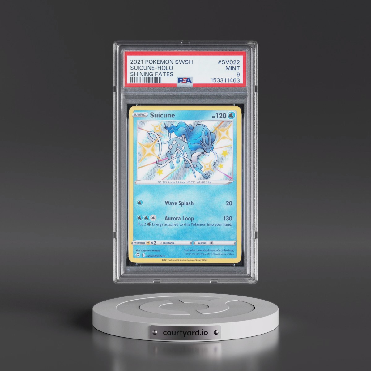 2021 Pokémon Sword & Shield Shining Fates #SV022 Suicune - Holo (PSA 9 MINT)
