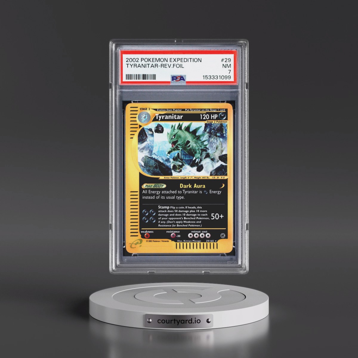 2002 Pokémon Expedition #29 Tyranitar - Reverse Foil (PSA 7 NM)