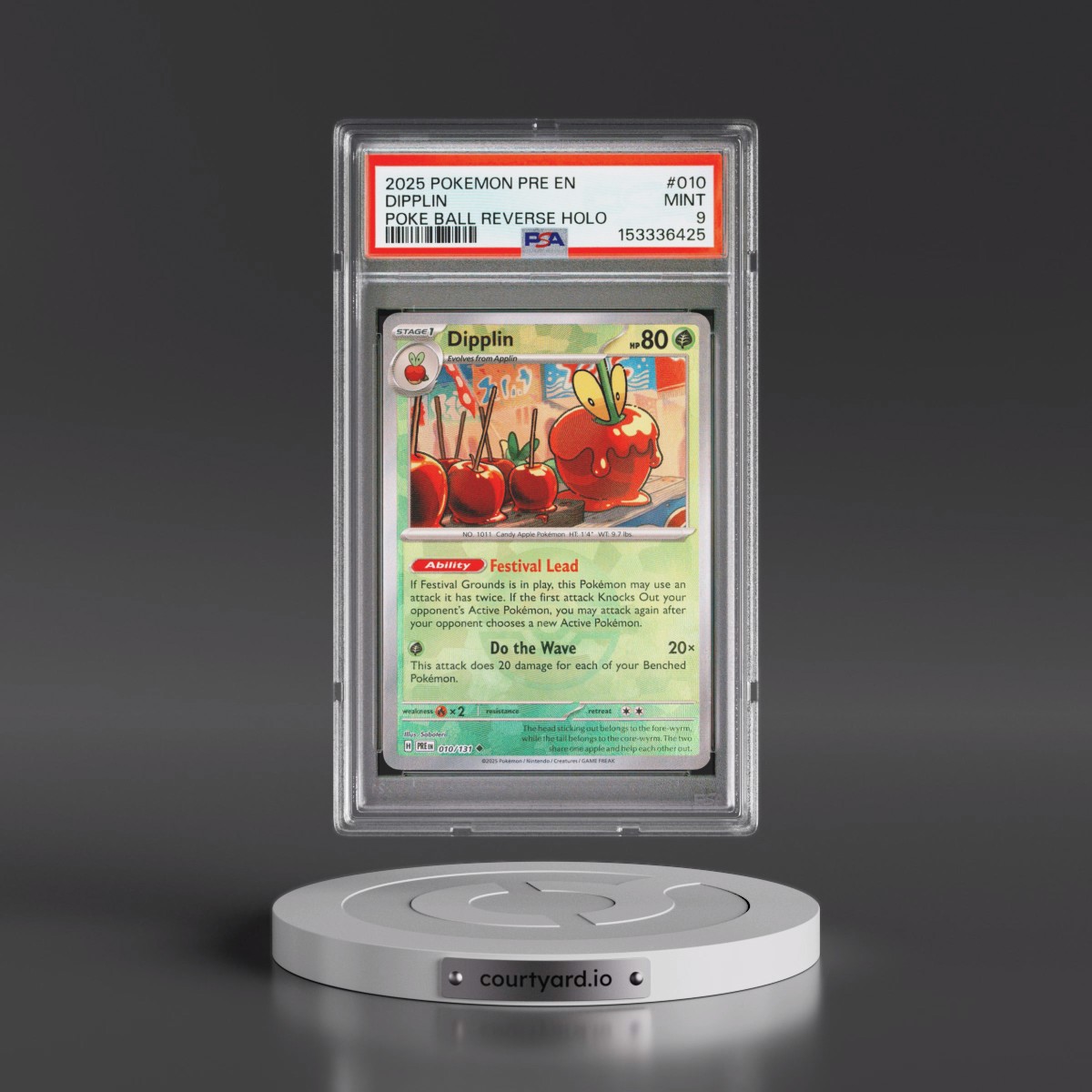 2025 Pokémon Pre EN-Prismatic Evolutions #010 Dipplin - Reverse Holo Poke Ball (PSA 9 MINT)
