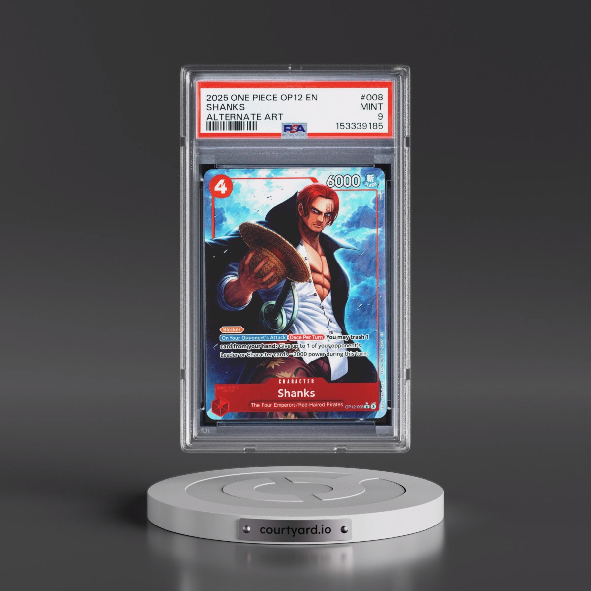 2025 One Piece OP12-Legacy of the Master #008 Shanks - Alternate Art (PSA 9 MINT)